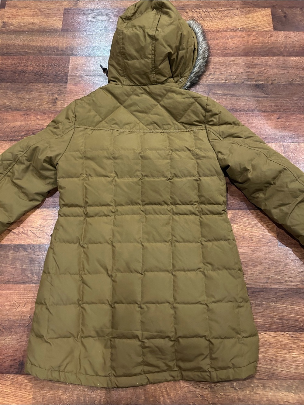 Eddie Bauer Hooded Down Parka with Faux Fur Women’s Small Gold Brown Coat EB550 - Picture 10 of 11